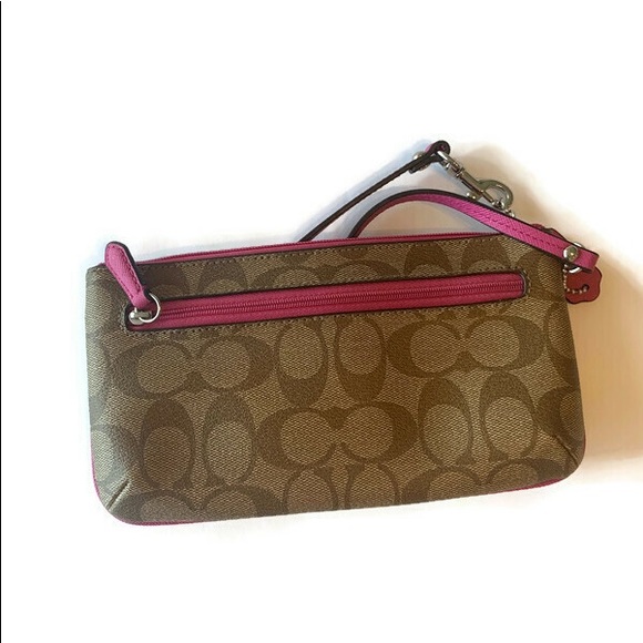 Coach Classic Monogram Wristlet w/Pink Accents - Picture 4 of 11